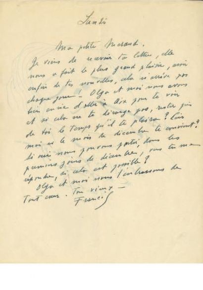 PICABIA Francis (1879 - 1953) Dessin original et lettre autographe signée à Méraud...