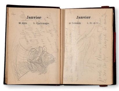 RODIN Auguste (1840 - 1917) AGENDA autographe avec notes et dessins, Agenda pour...