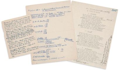 ÉLUARD PAUL (1895- 1952) 
2 Notes autographes, circa 1950; 1 page in-8 et 1 page...