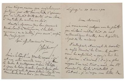 HUYSMANS JORIS-KARL (1848- 1907) 
L.A.S., 10 mars 1901; 4 pages in-16.
Lettre autographe...