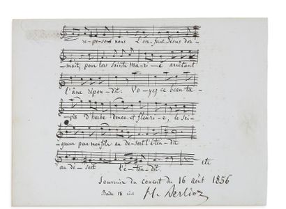 BERLIOZ Hector (1803-1869) MANUSCRIT MUSICAL autographe signé, extrait de L'Enfance...