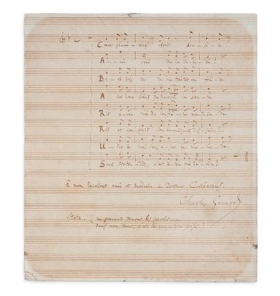 GOUNOD Charles (1818-1893) MANUSCRIT MUSICAL autographe signé, Coeur généreux [CG...