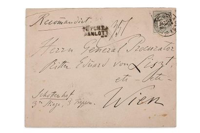 LISZT Franz (1811-1886) + ENVELOPPE autographe, [Budapest 23 janvier 1875], à son...