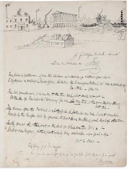 MENDELSSOHN-BARTHOLDY Felix (1809-1847) DESSIN original, avec ENVOI autographe signé...