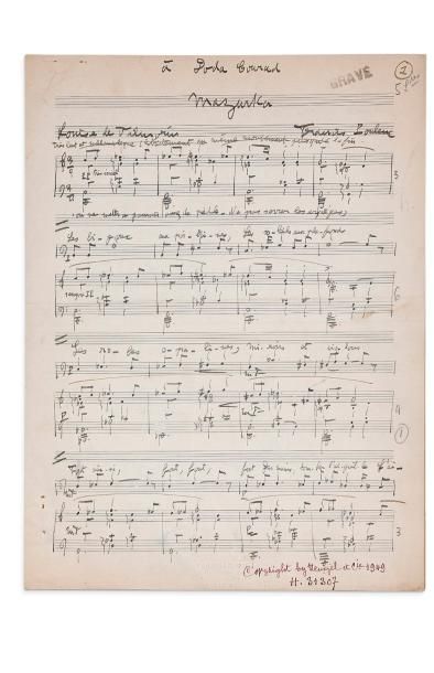 POULENC Francis (1899-1963) MANUSCRIT MUSICAL autographe signé, Mazurka, 1949; 5...