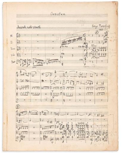 PROKOFIEV SERGUEÏ (1891-1953) MANUSCRIT MUSICAL autographe signé, Ouverture, 1925;...
