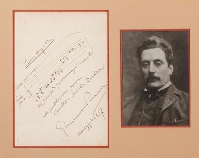 PUCCINI Giacomo (1858-1924) P.A.S. MUSICALE, Viareggio 1917; 1 page petit in-4 (légères...