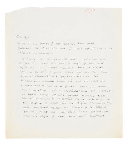 Antoine DE SAINT EXUPERY (1900-1944) Lettre à Lewis Galantière: brouillon autographe....