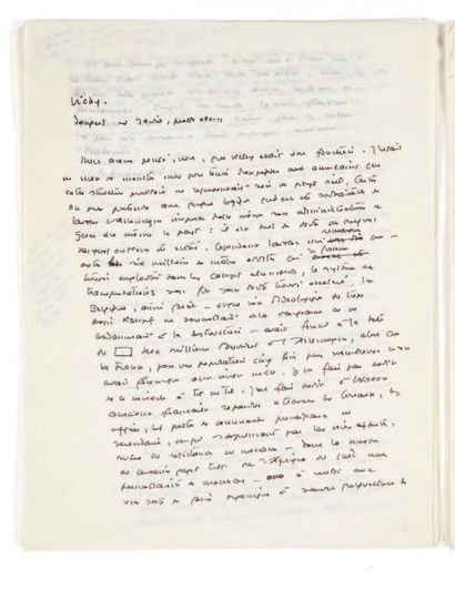 Antoine DE SAINT EXUPERY (1900-1944) Appel aux Français: manuscrit autographe, abondamment...