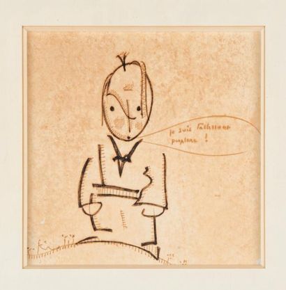 Antoine DE SAINT EXUPERY (1900-1944) Petit personnage perplexe: dessin original....
