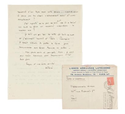Antoine DE SAINT EXUPERY (1900-1944) Lettre autographe signée à Lucie-
Marie Decour....