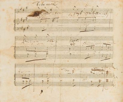  BEETHOVEN Ludwig van (1770-1827). MANUSCRIT MUSICAL autographe signé, Ruf vom Berge...