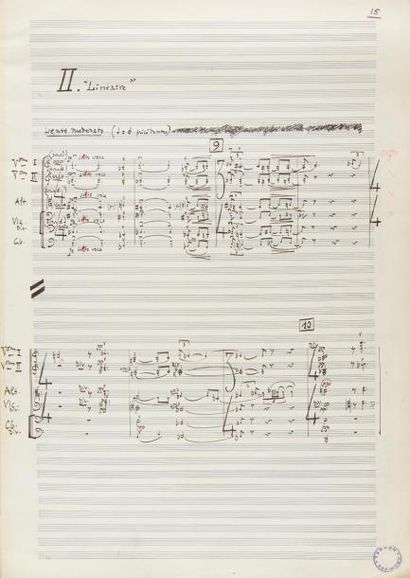 null DUTILLEUX Henri (1916-2013).
MANUSCRIT MUSICAL autographe signé, Métaboles (1964). ;...