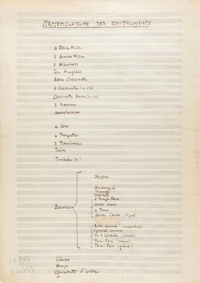 null DUTILLEUX Henri (1916-2013).
MANUSCRIT MUSICAL autographe signé, Métaboles (1964). ;...
