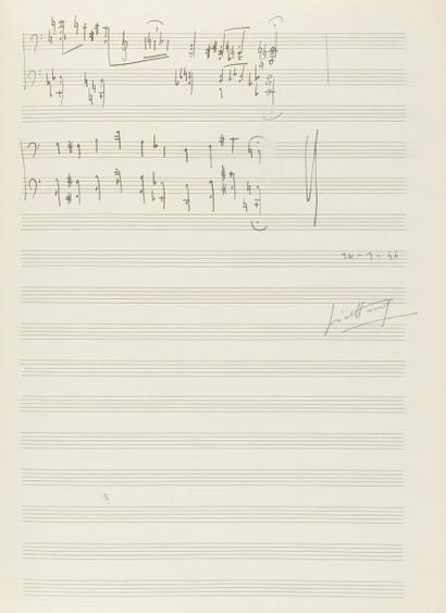 null HENRY Pierre (1927-2017).
MANUSCRIT MUSICAL autographe signé, Prélude, 1946 ;...