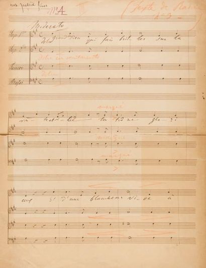 null LISZT Franz (1811-1886).
MANUSCRIT MUSICAL en partie autographe, Grand Dieu...