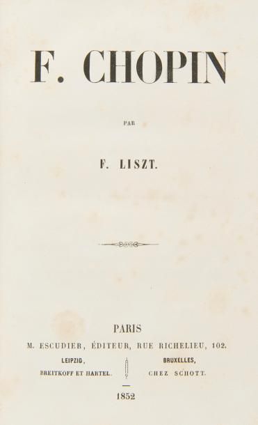 null LISZT Franz (1811-1886).
F. Chopin (Paris, M. Escudier ; Leipzig, Breitkoff...