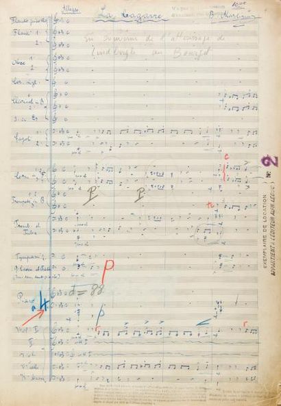 null MARTINU Bohuslav (1890-1959).
MANUSCRIT MUSICAL autographe signé, La Bagarre...