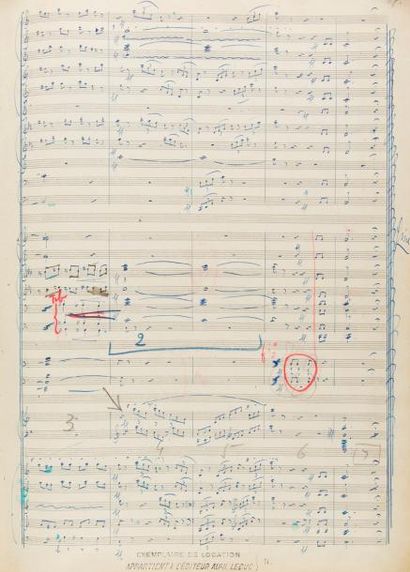 null MARTINU Bohuslav (1890-1959).
MANUSCRIT MUSICAL autographe signé, La Bagarre...