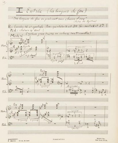 null MESSIAEN Olivier (1908-1992).
MANUSCRIT MUSICAL autographe signé, Messe de la...