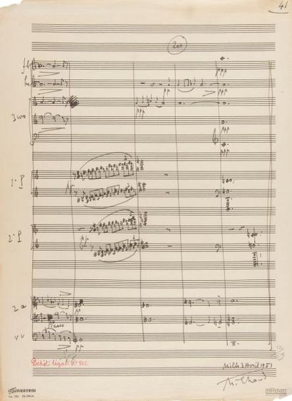 null MILHAUD Darius (1892-1974).
MANUSCRIT MUSICAL autographe signé, Concertino d’Automne...