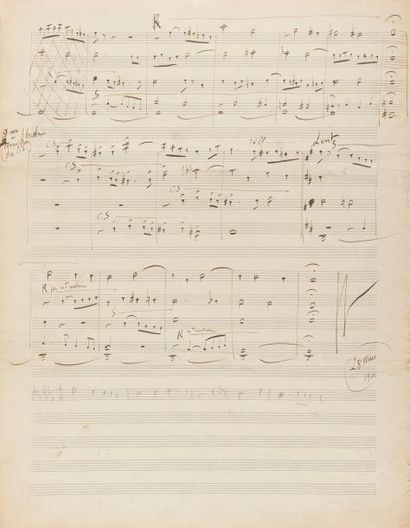 null RAVEL Maurice (1875-1937).
MANUSCRIT MUSICAL autographe, [Fugue], 28 mars 1900 ;...