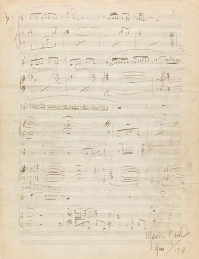  RAVEL Maurice (1875-1937). MANUSCRIT MUSICAL autographe signé, Vocalise en forme...