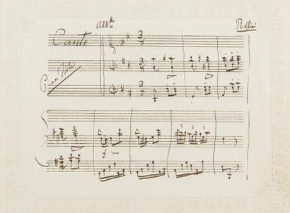 null ROSSINI Gioacchino (1792-1868).
MANUSCRIT MUSICAL autographe signé, Chi mi ascolta...