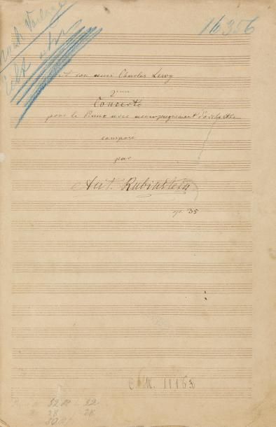 RUBINSTEIN Anton (1829-1894). MANUSCRIT MUSICAL...