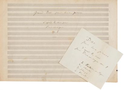 null SAINT-SAËNS Camille (1835-1921).
MANUSCRIT MUSICAL autographe signé, Grand Duo...