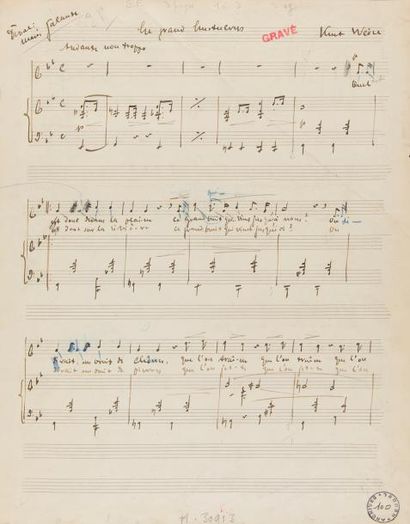 null WEILL Kurt (1900-1950).
MANUSCRITS MUSICAUX autographes signés pour Marie Galante...