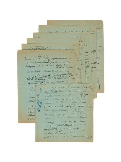 COLETTE (1873 - 1954) 
À L'OMBRE DU MAL DE H. R. LENORMAND.
Manuscrit autographe,...