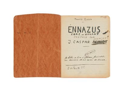 PICABIA Francis (1879 - 1953) 
ENNAZUS CERF-VOLANT.
Manuscrit autographe signé, 13...
