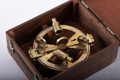 Stanley London Sextant circulaire ou "Cercle de Borda" dans sa boite marine