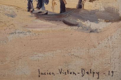 Lucien Victor Félix DELPY (1898-1967) Marché aux halles du Faouët en Bretagne près...