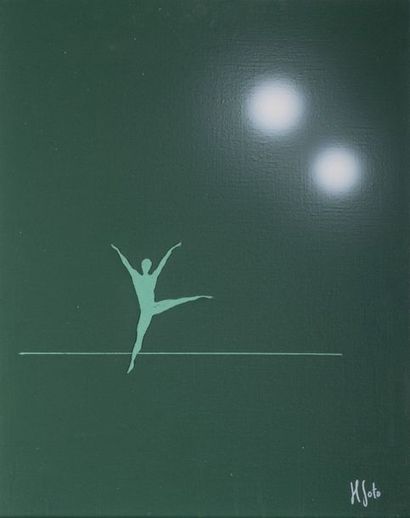 José SOTO (1934) Le danseur. 50 x 40 cm. Huile sur toile aérographe et collage. Signé...