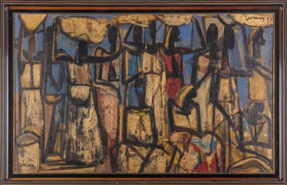 Floris JESPERS (1889-1965) 
African Women at the Market, 1955. Oil on canvas marouflaged...