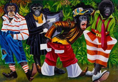 JP Mika (Kinshasa, 1980. Lives and works in Kinshasa, DRC) Painting acrylic on canvas...