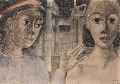 Paul DELVAUX (1897-1994) 
"Untitled", 1974. Watercolour drawing on paper (ink and...