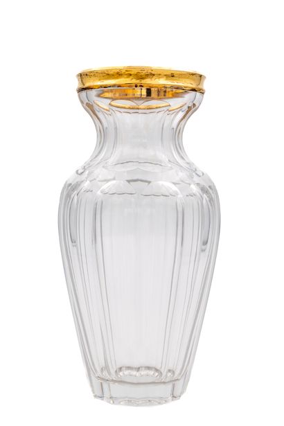 Val Saint Lambert - WOLFERS Vase balustre en cristal clair facetté à cerclage de...