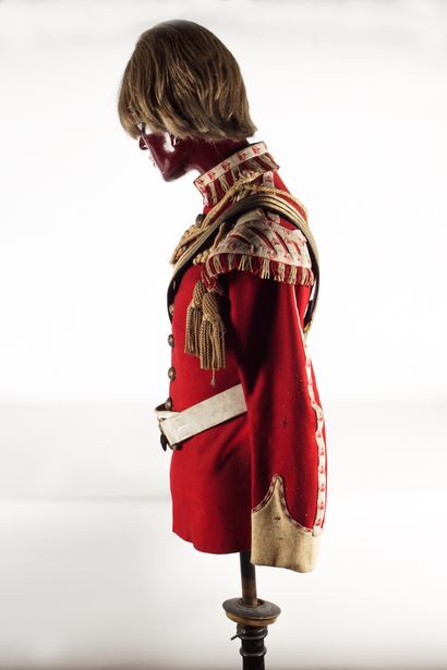 GRANDE-BRETAGNE Dress, giberne and cap with hair of musician of the British guards,...