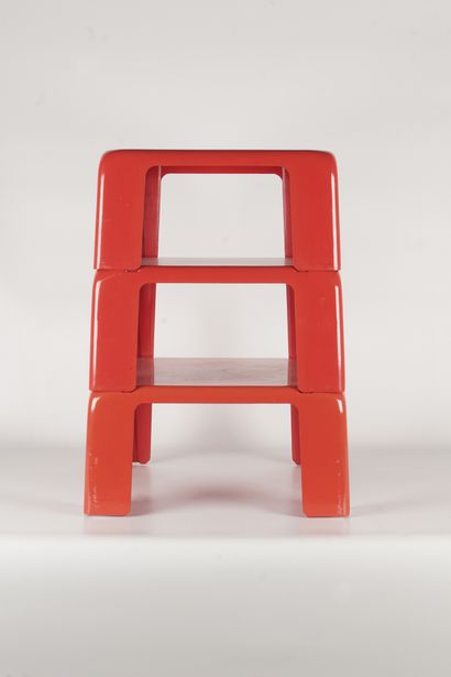 MARIO BELLINI (1935) 3 Red Coffee table "Gatti" (Model 2, 3 and 4 stackable) for...
