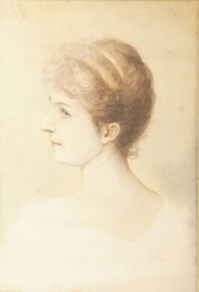 Wilhelm SCHWAR (1860-1943) attribué Portrait of an Elegant Lady, 1888. 28 x 19 cm....