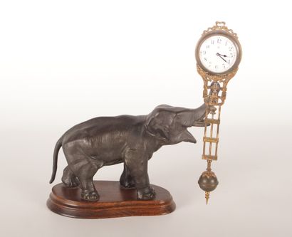 Horlogerie - Junghans - Eléphant Rare bronze elephant clock by Junghans 19th cen...