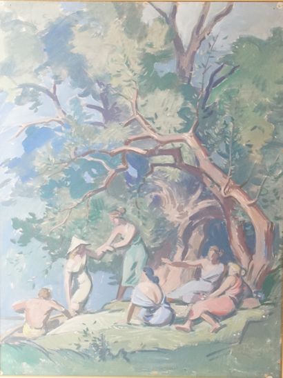 Leo PRINGELS (1901-1992) Bathers, 1951. Watercolor. 64 x 48.