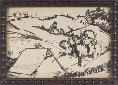 Floris JESPERS (1889-1965) Suite de 4 paysage, 1922.. Encres sur papier. Encadrés....