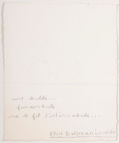 Elise DELBRASSINNE (1935) Une bulle. . .funambule sur le fil. Gravure. 12,5 x 10....