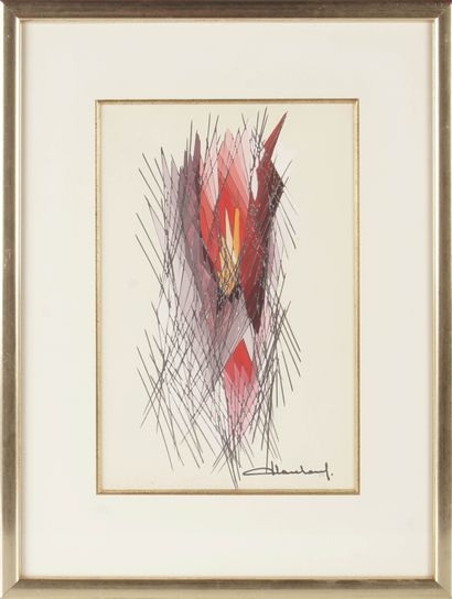 Pierre CLAREBOUT (1933) 
"Crépuscules". Technique mixte sur papier. 35 x 23cm. Signé...