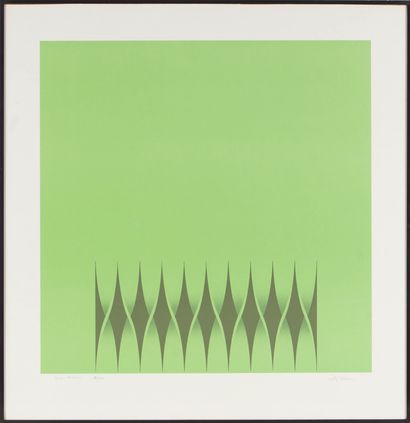 WALTER LEBLANC (1932 - 1986) 
Green torsions. Sérigraphie. (1970) 56 x 55cm. Signée...