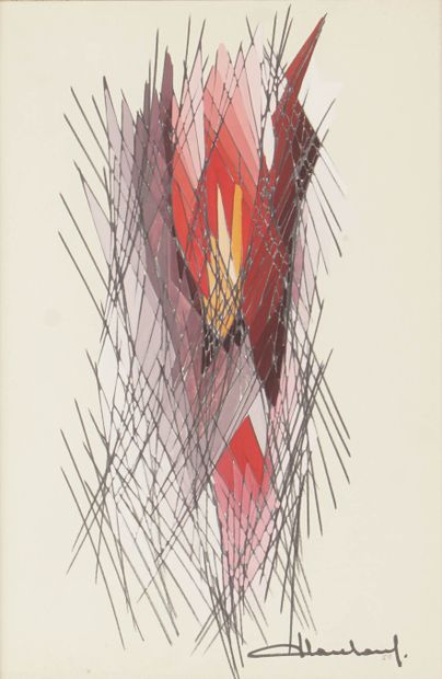 Pierre CLAREBOUT (1933) 
"Crépuscules". Technique mixte sur papier. 35 x 23cm. Signé...